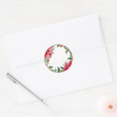 Waterverf Poinsettia Blank Ronde Sticker (Envelop)