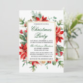 Waterverf Poinsettia Bloem Groen Kerstfeest Kaart (Staand voorkant)