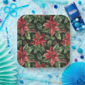 Waterverf Poinsettia bloem kerst Papieren Bordje (Feest)