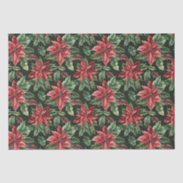 Waterverf Poinsettia bloem kerst Tissuepapier