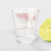 Waterverf Poinsettia Bloemen Kerst Rood Script Shot Glas (Achterkant)