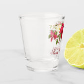 Waterverf Poinsettia Bloemen Kerst Rood Script Shot Glas (Links)