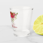 Waterverf Poinsettia Bloemen Kerst Rood Script Shot Glas (Rechts)