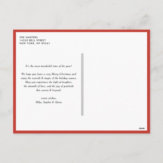 Waterverf Poinsettia Bloemen Lijst Foto Kerst Feestdagenkaart (Achterkant)