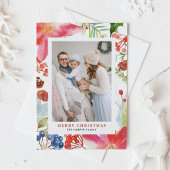 Waterverf Poinsettia Bloemen Lijst Foto Kerst Feestdagenkaart