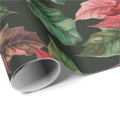 waterverf Poinsettia bloemenkerstpatroon Cadeaupapier (Rol Hoek)