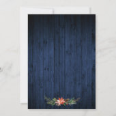 Waterverf Poinsettia Blue Wood Lights Kerstmis Kaart (Achterkant)