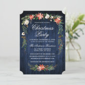 Waterverf Poinsettia Blue Wood met kerstfeest Kaart (Staand voorkant)