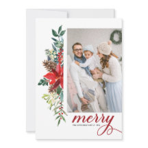 Waterverf Poinsettia Botanische kerst