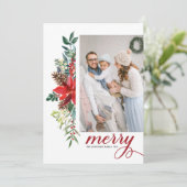 Waterverf Poinsettia Botanische kerst Feestdagenkaart (Staand voorkant)