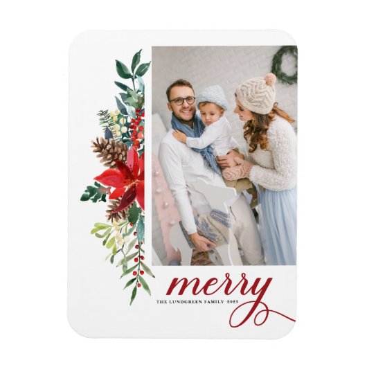 Waterverf Poinsettia Botanische kerst Magneet (Verticaal)