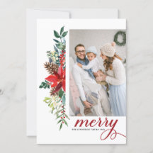 Waterverf Poinsettia Botanische kerstfoto