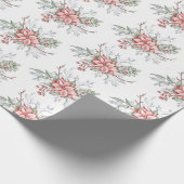 Waterverf poinsettia cadeaupapier (Hoek)