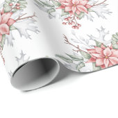 Waterverf poinsettia cadeaupapier (Rol Hoek)