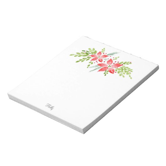 Waterverf Poinsettia Centerpart Notitieblok (Linkerzijde)