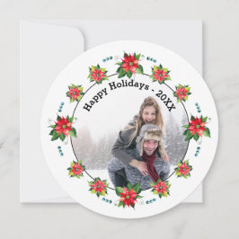 Waterverf Poinsettia - Circle Holiday Card Feestdagenkaart