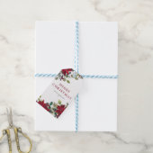 Waterverf Poinsettia en Fir Leaves met Kerstmis Cadeaulabel (Met Touw)