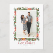  Waterverf Poinsettia en groen Foto Feestdagenkaart