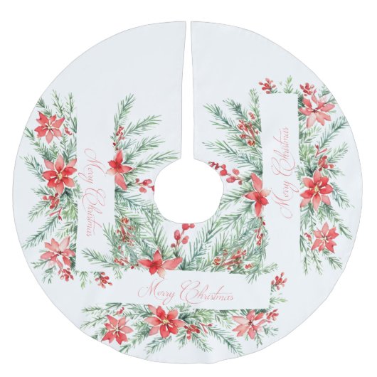 Waterverf poinsettia en groen kerstboom rok (Voorkant)