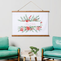 Waterverf poinsettia en groen Kerstmis