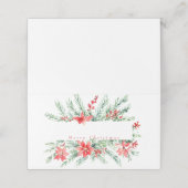 Waterverf poinsettia en groen Kerstmis Plaatskaartje (Buitenkant ongevouwen)