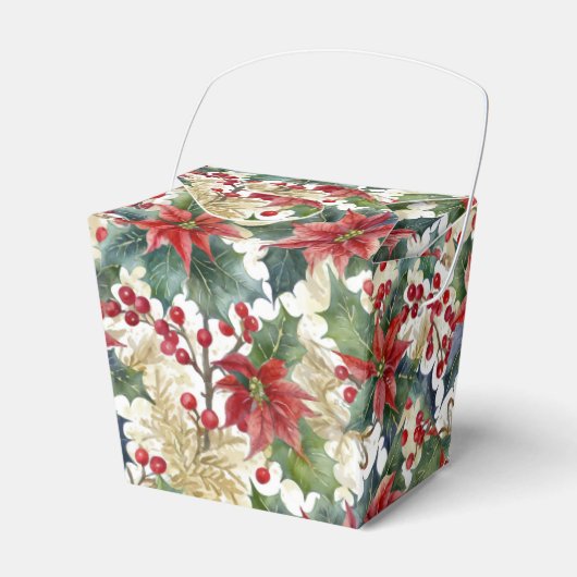 Waterverf poinsettia en Holly Christmas Bedankdoosjes (Voorkant Zijde)