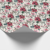 Waterverf Poinsettia en Holly Christmas Pattern Cadeaupapier (Hoek)