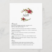 Waterverf Poinsettia en Holly Christmas Wedding Menu (Achterkant)