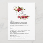 Waterverf Poinsettia en Holly Christmas Wedding Menu (Voorkant)
