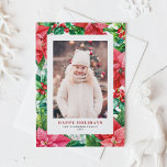 Waterverf Poinsettia en Holly Foto Kerst Feestdagenkaart<br><div class="desc">Vier de magie van het seizoen met onze aanpasbare kerstkaart met waterverf rode poinsettia en hulst. Deze botanische vakantiepas combineert de handgeschilderde waterverf poinsettia’s met de feestelijke charme van winterbessen en hollies, waardoor een levendig ontwerp ontstaat voor uw vakantiegroeten. Perfect voor gezinnen, vrienden en zakelijke klanten, met onze aanpasbare kaart...</div>