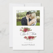 Waterverf Poinsettia en Holly Kerstfoto Bedankkaart (Voorkant)