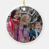 Waterverf Poinsettia en Holly Kerstfoto Keramisch Ornament (Achterkant)