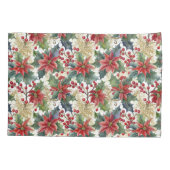 Waterverf poinsettia en holly patroon Kerstmis Kussensloop (Achterkant)