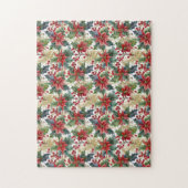 Waterverf poinsettia en holly patroon Kerstmis Legpuzzel (Verticaal)