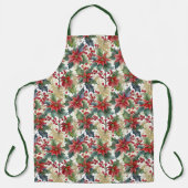 Waterverf poinsettia en holly patroon Kerstmis Schort (Voorkant)