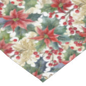 Waterverf poinsettia en holly patroon Kerstmis Tafelkleed (Gekanteld)