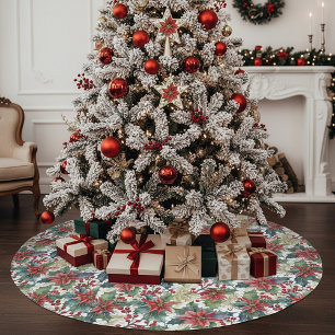 Waterverf poinsettia en hulst patroon Kerstmis Kerstboom Rok