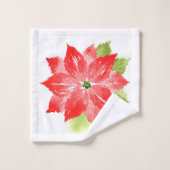 Waterverf Poinsettia en Patroon Bad Handdoek (Wasdoekje)