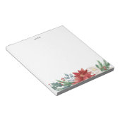 Waterverf Poinsettia en Pine Needles Holiday Notitieblok (Schuin)
