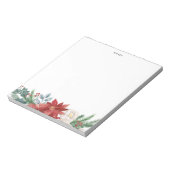 Waterverf Poinsettia en Pine Needles Holiday Notitieblok (Linkerzijde)