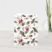 Waterverf Poinsettia & Eucalyptus Merry Kerstmis Feestdagen Kaart (Achterkant)