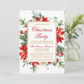 Waterverf Poinsettia Floral kerstfeestdag Gold Kaart (Staand voorkant)