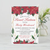 Waterverf Poinsettia Floral Kerstmis 16 Kaart (Staand voorkant)