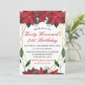 Waterverf Poinsettia Floral Kerstmis Kaart (Staand voorkant)