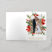 Waterverf Poinsettia Floral Pas getrouwd Elegant G Folie Feestdagenkaart (Buiten Laag)