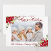 Waterverf Poinsettia Floral Prettige feestdagen Fo Feestdagenkaart (Voorkant / Achterkant)