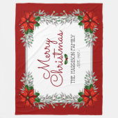 Waterverf Poinsettia Gepersonaliseerde kerst Fleece Deken (Voorkant)