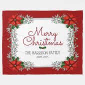 Waterverf Poinsettia Gepersonaliseerde kerst Fleece Deken (Voorkant (Horizontaal))