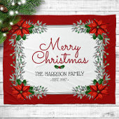 Waterverf Poinsettia Gepersonaliseerde kerst Fleece Deken