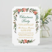 Waterverf Poinsettia Gold Green met kerstfeest Kaart (Staand voorkant)